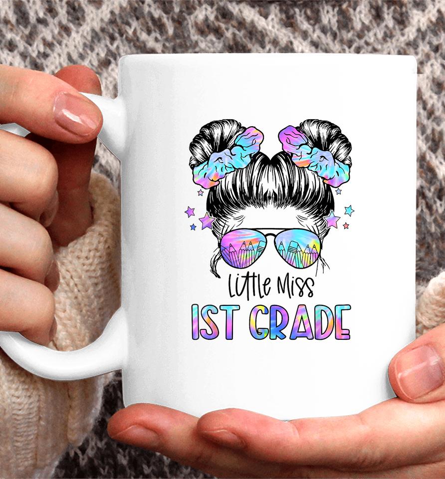 Little Miss 1St Grade Girls Messy Bun First Day Of School Coffee Mug
