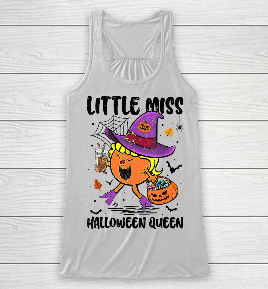 Little Miss Halloween Queen Pumpkin Vintage Racerback Tank