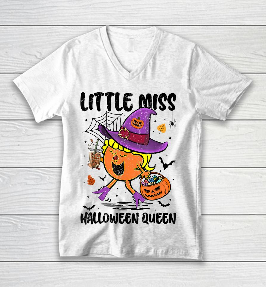 Little Miss Halloween Queen Pumpkin Vintage Unisex V-Neck T-Shirt