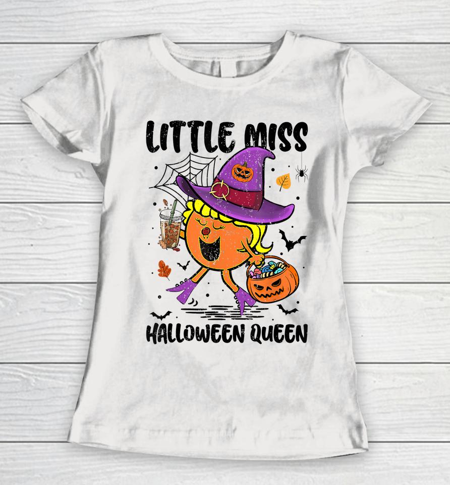 Little Miss Halloween Queen Pumpkin Vintage Women T-Shirt