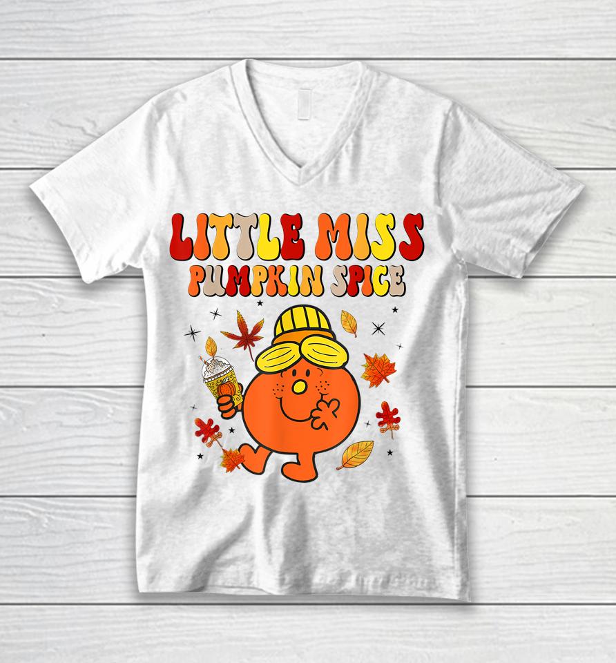 Little Miss Pumpkin Spice Cute Fall Pumpkin Thanksgiving Unisex V-Neck T-Shirt
