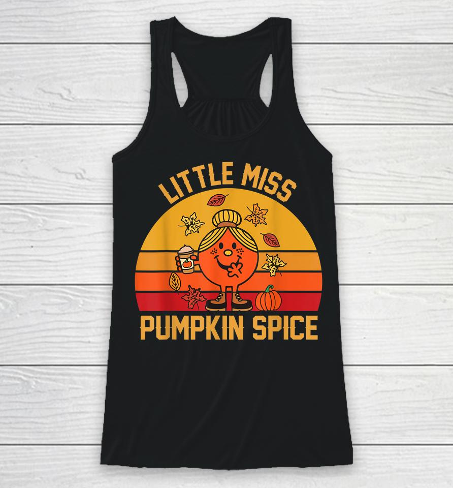 Little Miss Pumpkin Spice Thanksgiving Cool Retro Halloween Racerback Tank