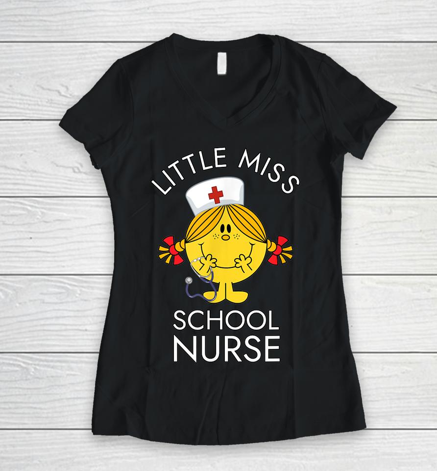 Little Miss School Nurse Lil Ms Registered School Nurse Women V-Neck T-Shirt