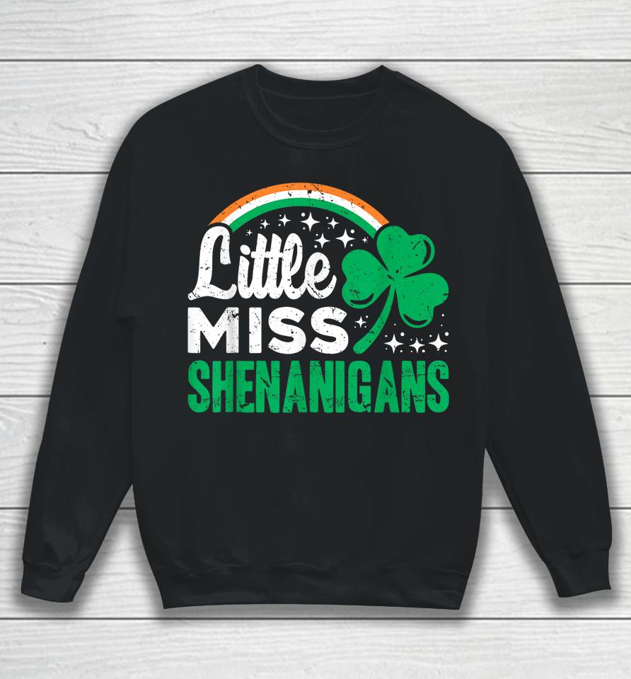 Little Miss Shenanigans Shamrock Clovers Vintage Sweatshirt