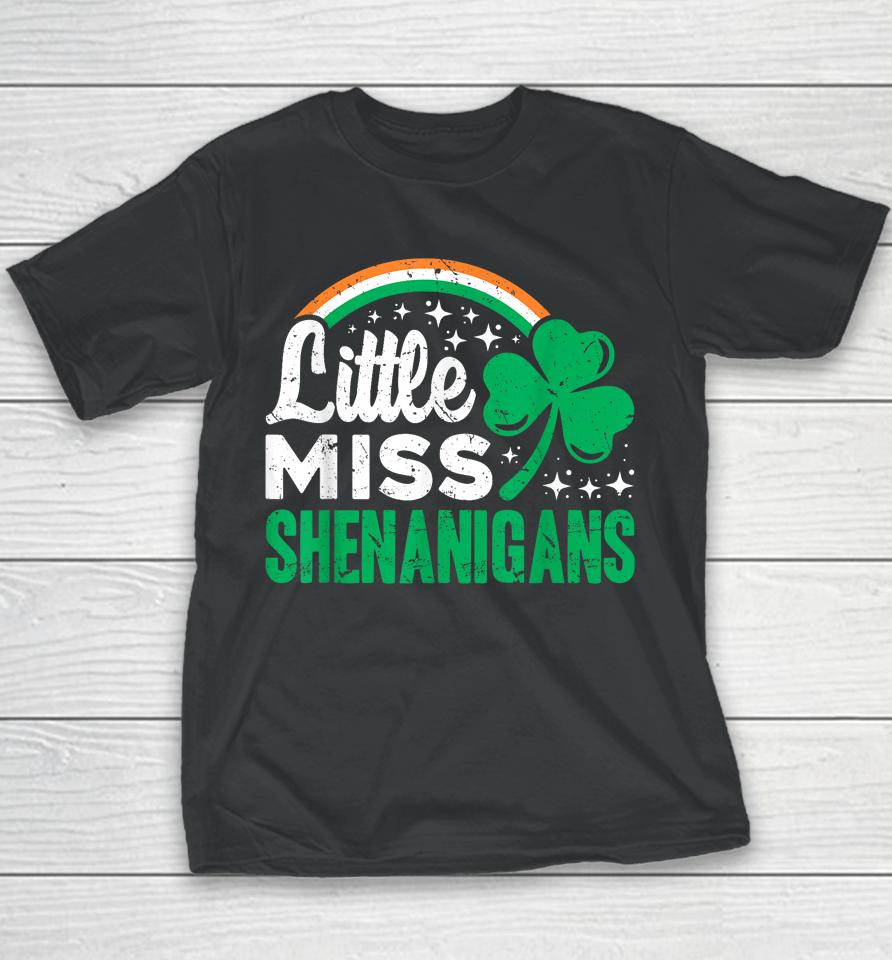 Little Miss Shenanigans Shamrock Clovers Vintage Youth T-Shirt