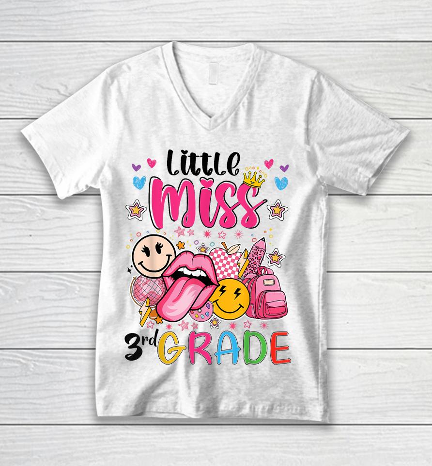 Little Miss Third Grade Girls Back To School 3Rd Grade Unisex V-Neck T-Shirt