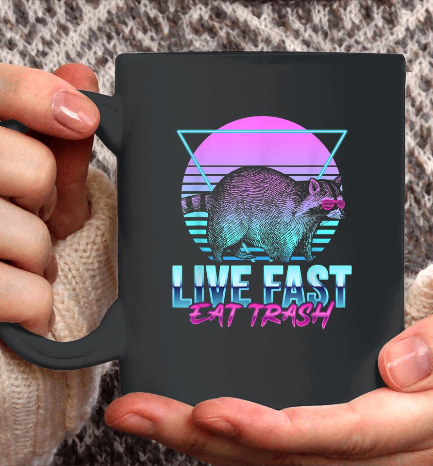 Live Fast Eat Trash Funny Raccoon Camping Retro Coffee Mug