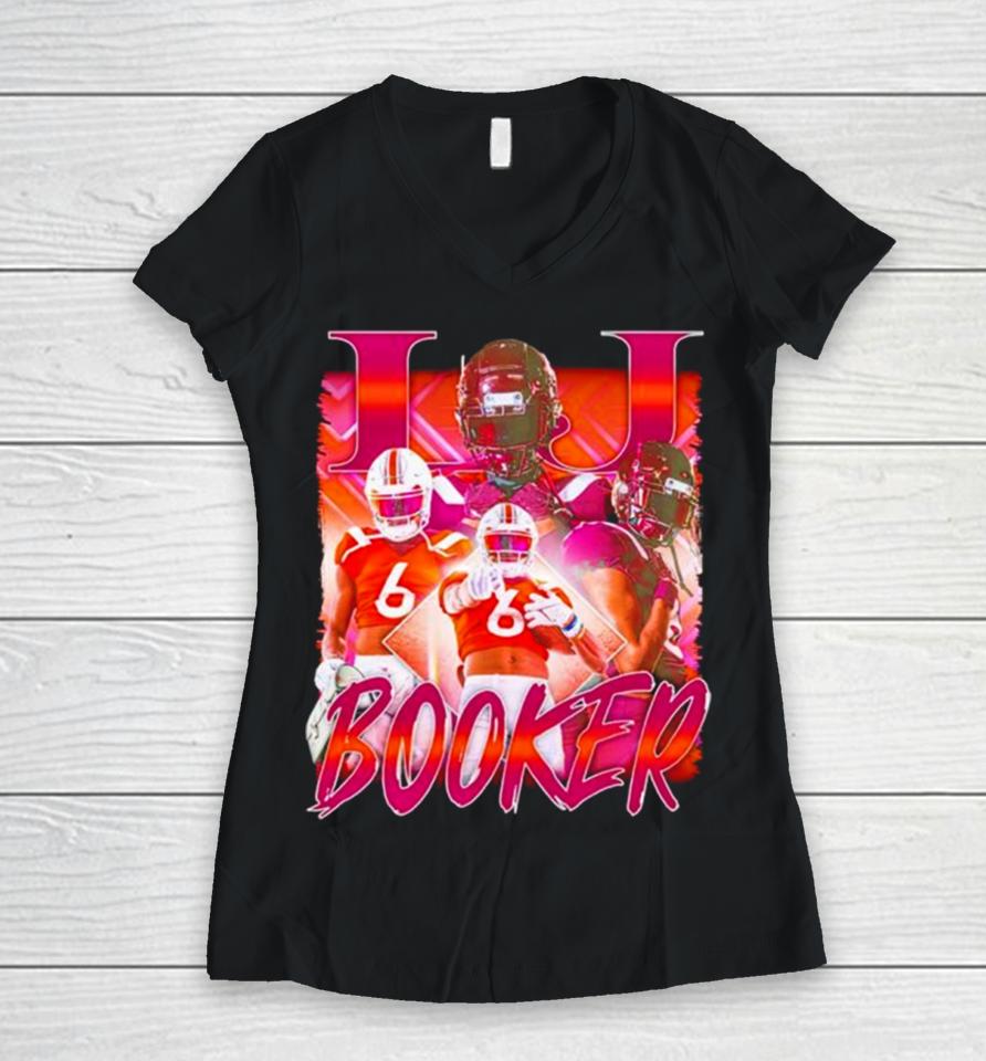 Lj Booker Virginia Tech Hokies Vintage Women V-Neck T-Shirt