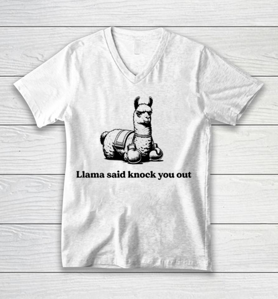 Llama Said Knock You Out Unisex V-Neck T-Shirt