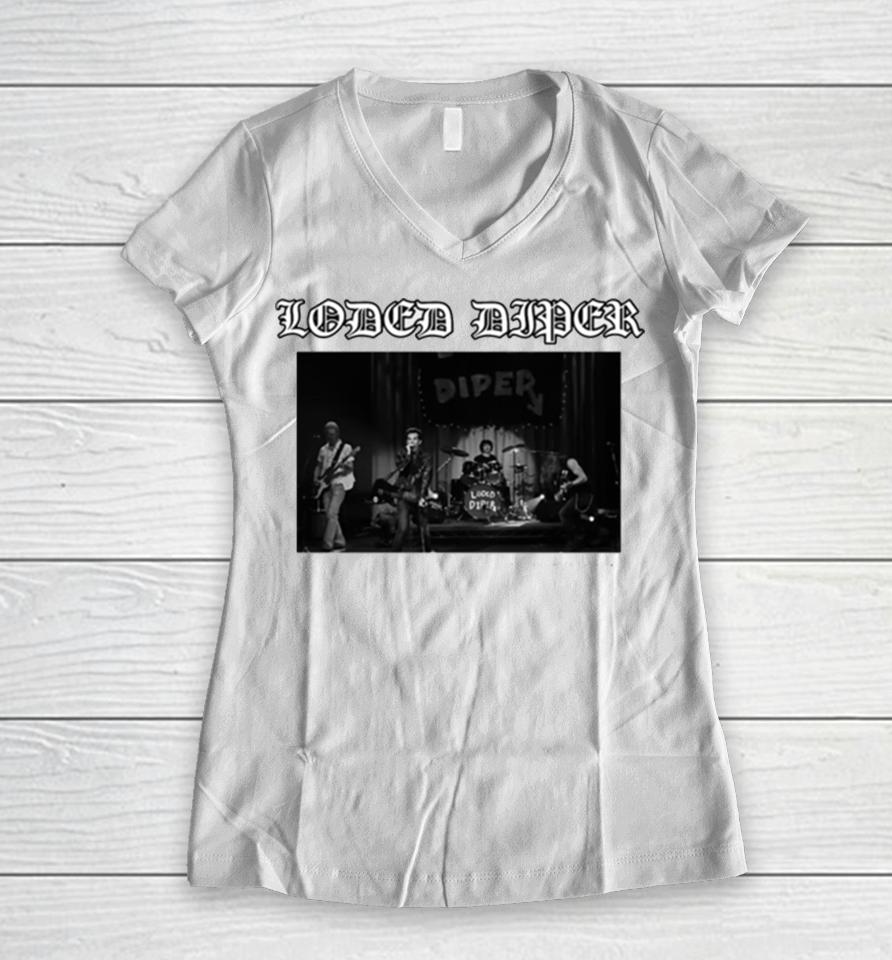 Loded Diper Live Black And White Rodrick Heffley Women V-Neck T-Shirt
