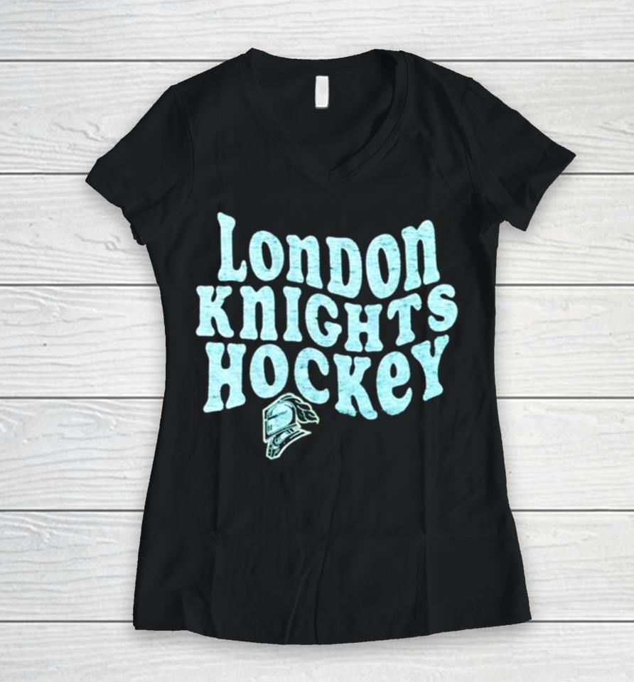 London Knights Hockey Logo Women V-Neck T-Shirt