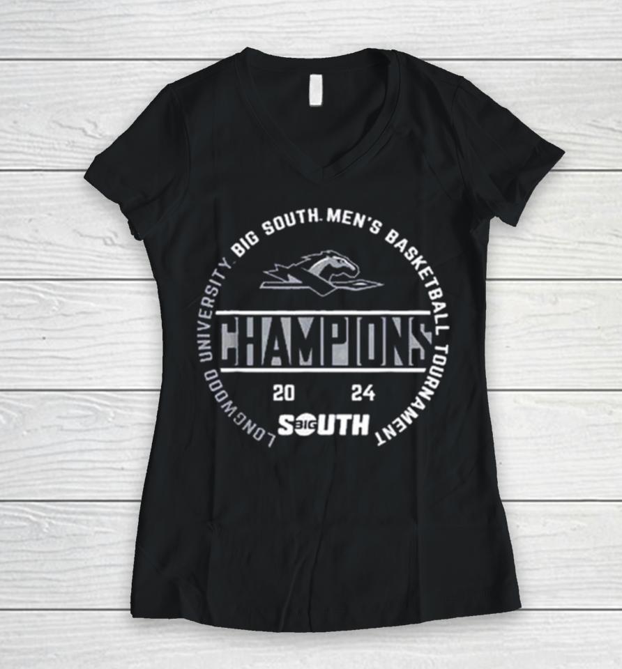 Longwood University 2024 Big South Men’s Basketball Tournament Women V-Neck T-Shirt
