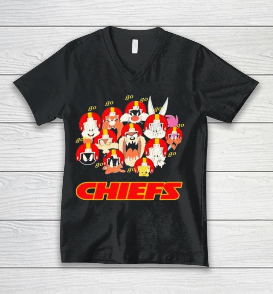 Looney Tunes Characters Go Kansas City Chiefs Unisex V-Neck T-Shirt
