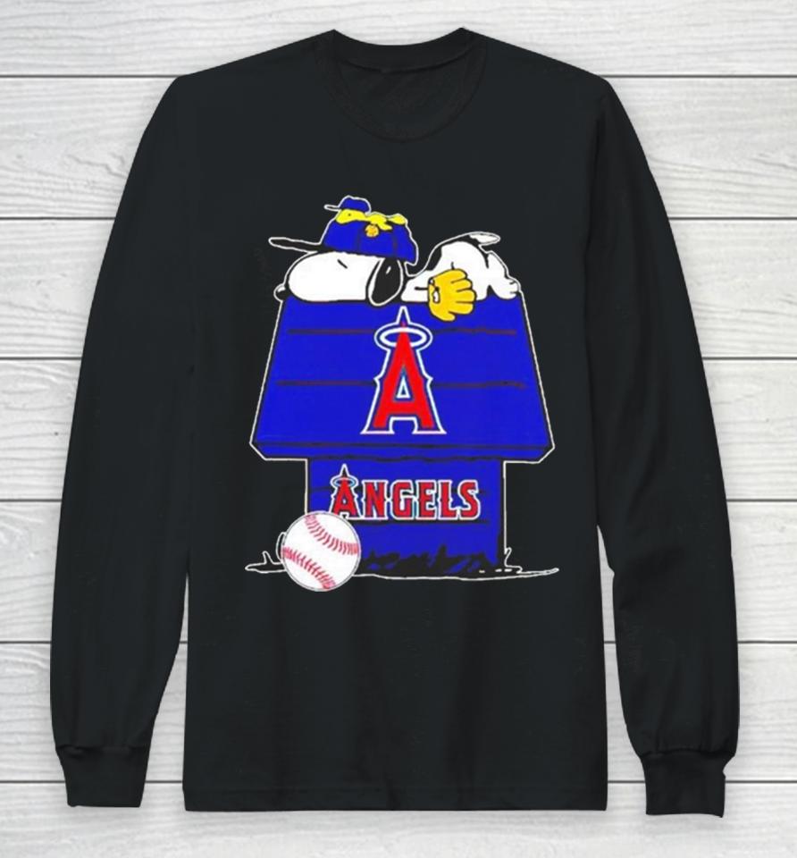 Los Angeles Angels Snoopy And Woodstock The Peanuts Baseball Long Sleeve T-Shirt