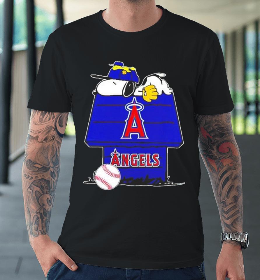 Los Angeles Angels Snoopy And Woodstock The Peanuts Baseball Premium T-Shirt