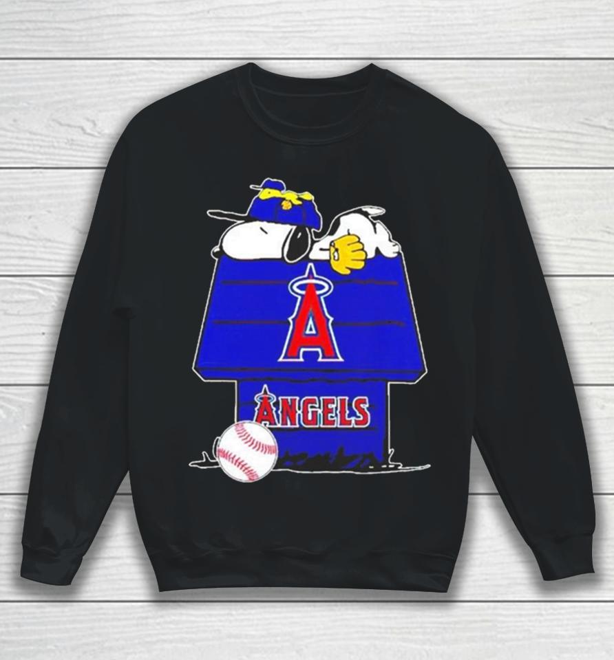 Los Angeles Angels Snoopy And Woodstock The Peanuts Baseball Sweatshirt