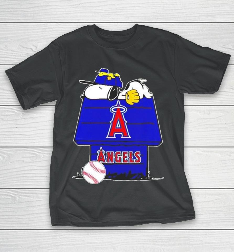 Los Angeles Angels Snoopy And Woodstock The Peanuts Baseball T-Shirt