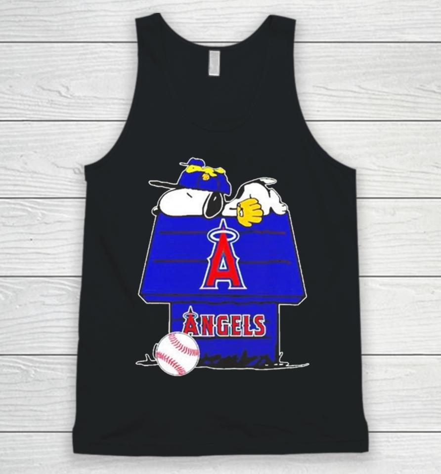 Los Angeles Angels Snoopy And Woodstock The Peanuts Baseball Unisex Tank Top