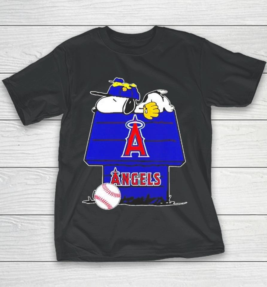 Los Angeles Angels Snoopy And Woodstock The Peanuts Baseball Youth T-Shirt
