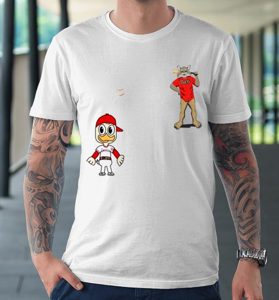 Los Angeles Angels Vs Arizona Diamondbacks Mlb 2024 Mascot Cartoon Baseball Premium T-Shirt