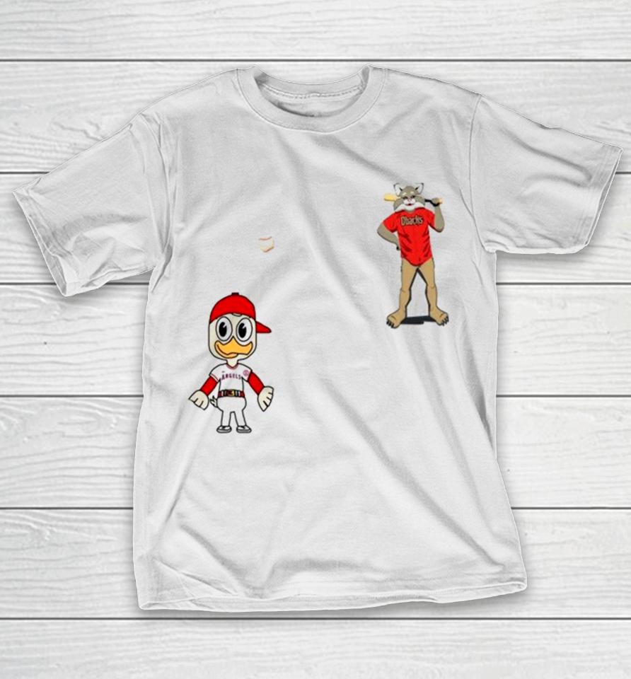 Los Angeles Angels Vs Arizona Diamondbacks Mlb 2024 Mascot Cartoon Baseball T-Shirt
