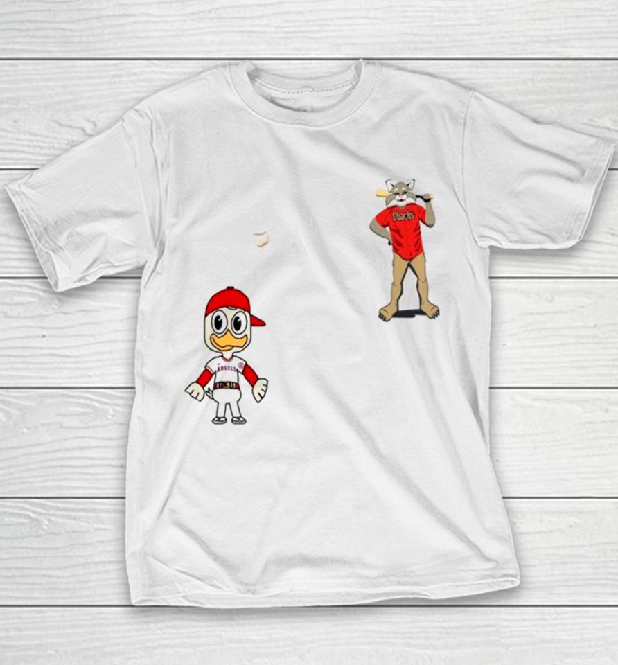 Los Angeles Angels Vs Arizona Diamondbacks Mlb 2024 Mascot Cartoon Baseball Youth T-Shirt