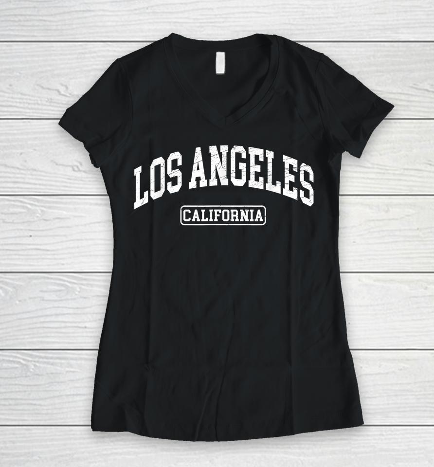 Los Angeles California Throwback Design Classic Women V-Neck T-Shirt