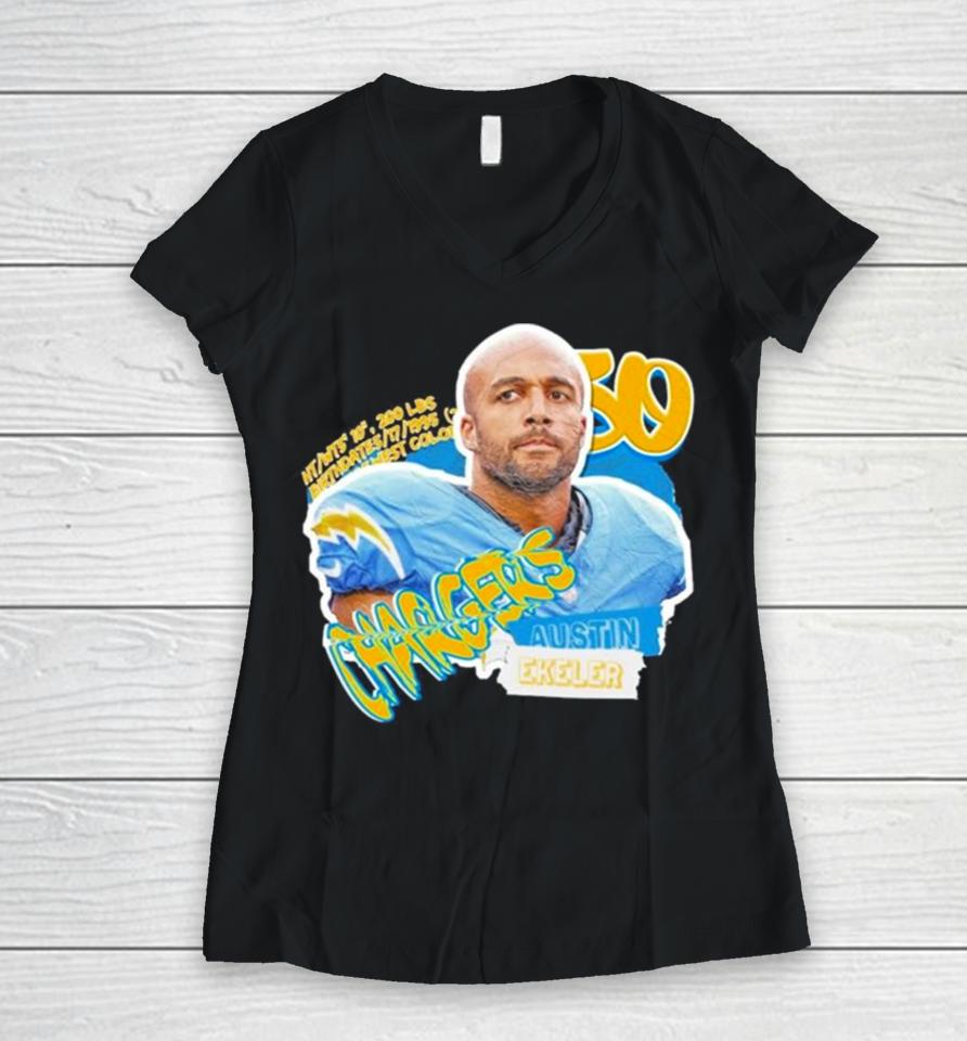 Los Angeles Chargers Austin Ekeler Football Paper Women V-Neck T-Shirt