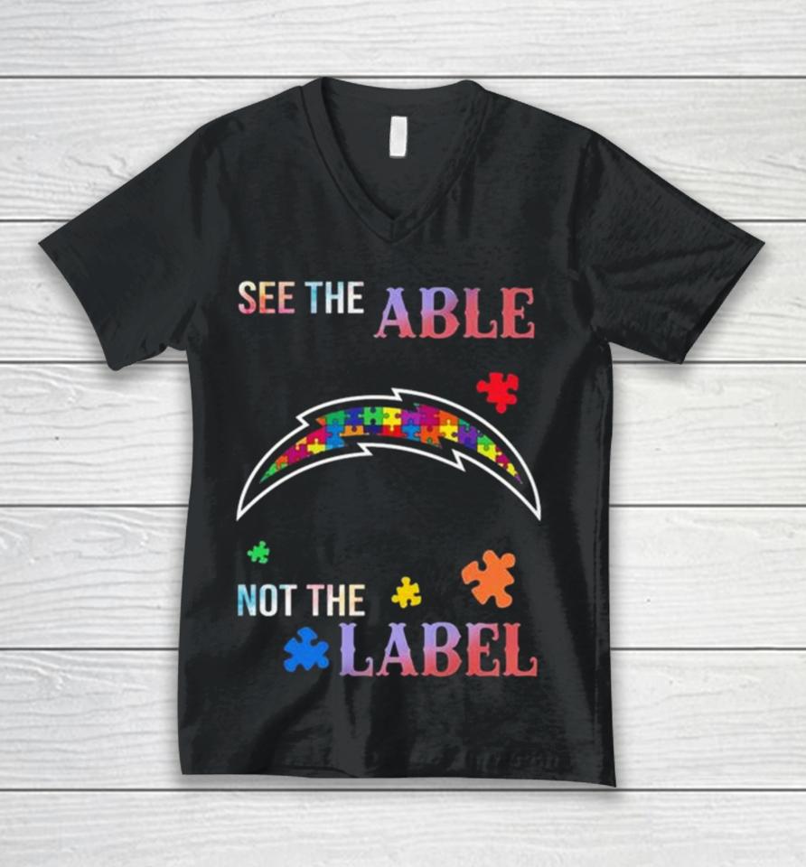 Los Angeles Chargers Autism Awareness See The Able Not The Label Unisex V-Neck T-Shirt