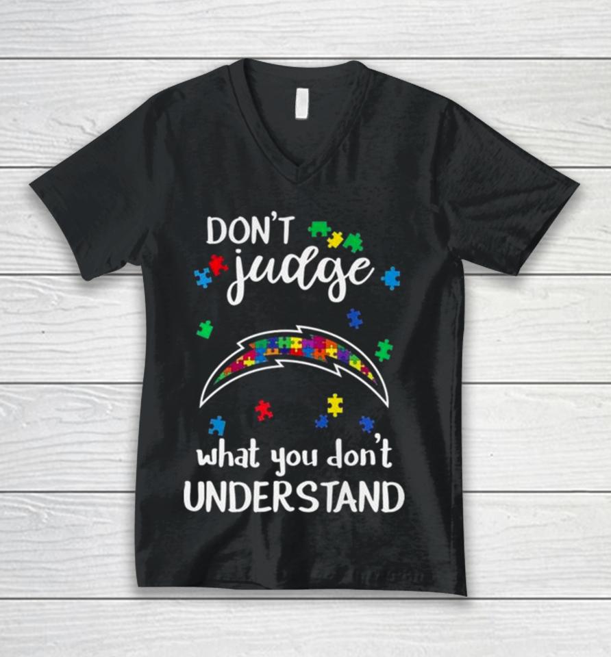 Los Angeles Chargers Autism Don’t Judge What You Don’t Understand Unisex V-Neck T-Shirt
