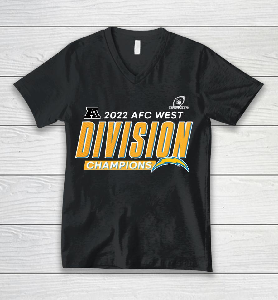 Los Angeles Chargers Fanatics Branded Red 2022 Afc West Division Champions Divide And Conquer A Unisex V-Neck T-Shirt