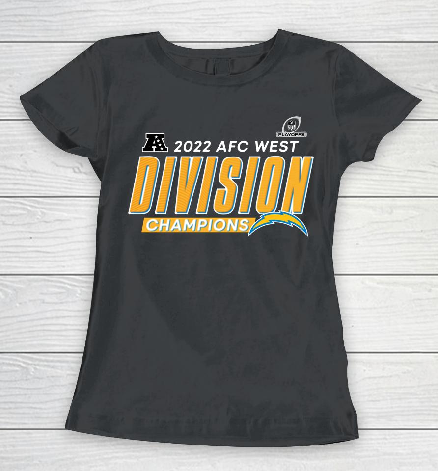 Los Angeles Chargers Fanatics Branded Red 2022 Afc West Division Champions Divide And Conquer A Women T-Shirt