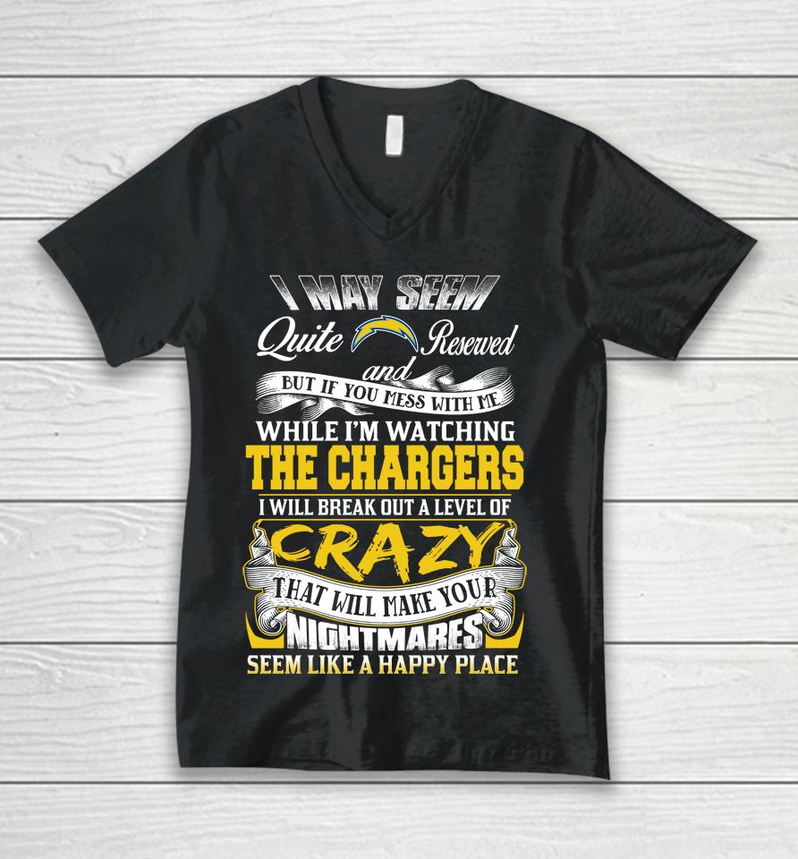 Los Angeles Chargers Nfl Football Don't Mess With Me While I'm Watching My Team Unisex V-Neck T-Shirt