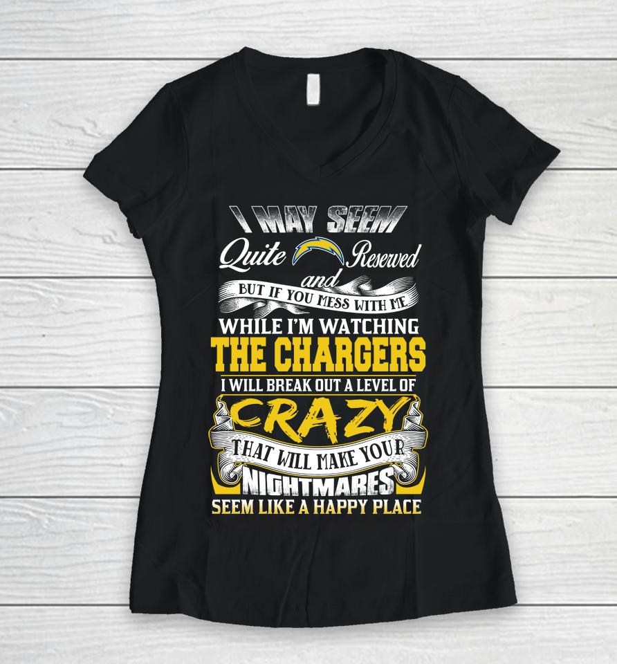 Los Angeles Chargers Nfl Football Don't Mess With Me While I'm Watching My Team Women V-Neck T-Shirt