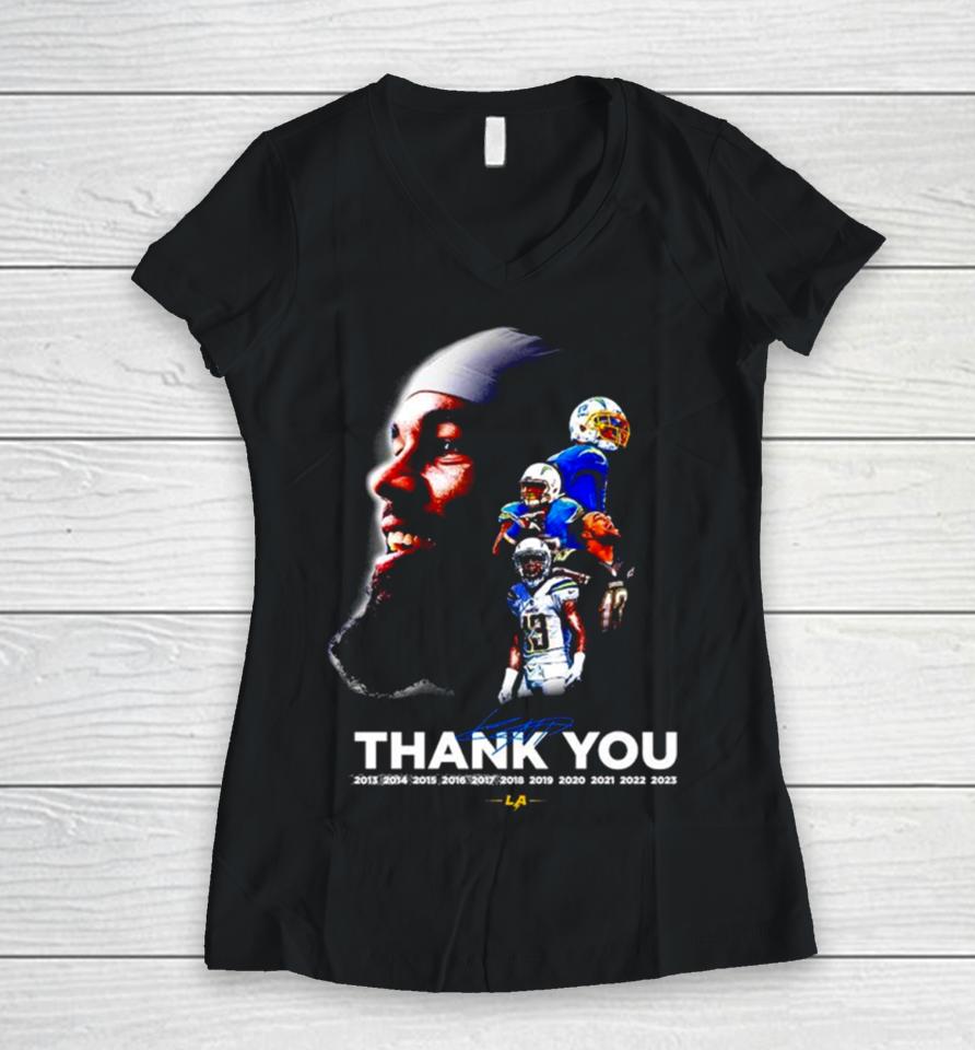 Los Angeles Chargers Thank You 13 Keenan Allen Signature Women V-Neck T-Shirt