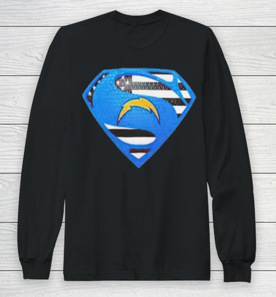 Los Angeles Chargers Usa Flag Inside Superman Long Sleeve T-Shirt