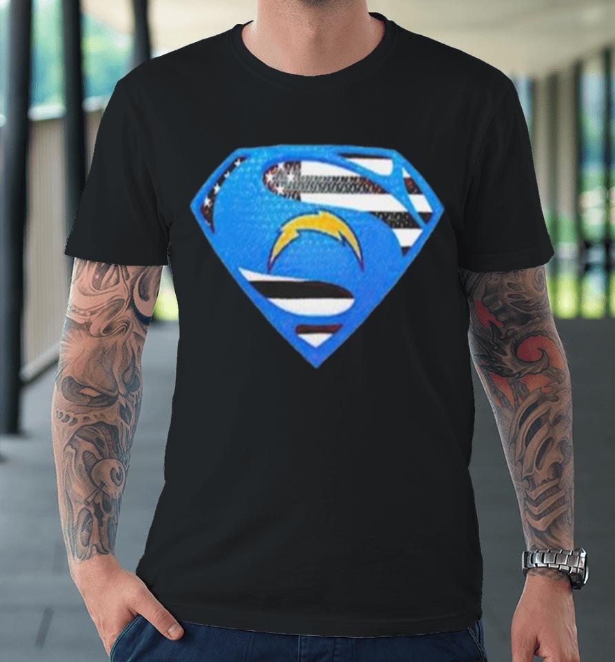 Los Angeles Chargers Usa Flag Inside Superman Premium T-Shirt