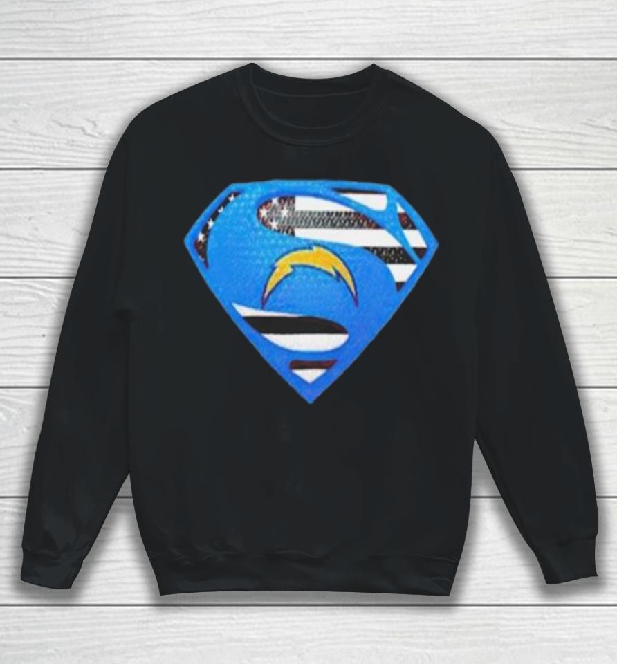 Los Angeles Chargers Usa Flag Inside Superman Sweatshirt