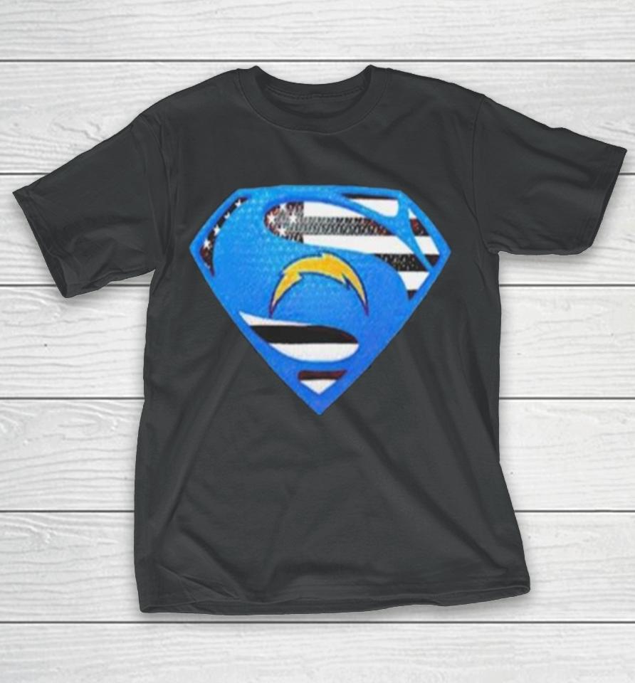 Los Angeles Chargers Usa Flag Inside Superman T-Shirt