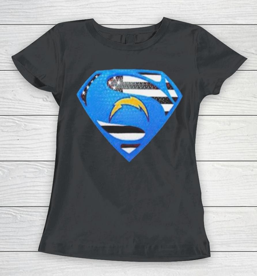 Los Angeles Chargers Usa Flag Inside Superman Women T-Shirt