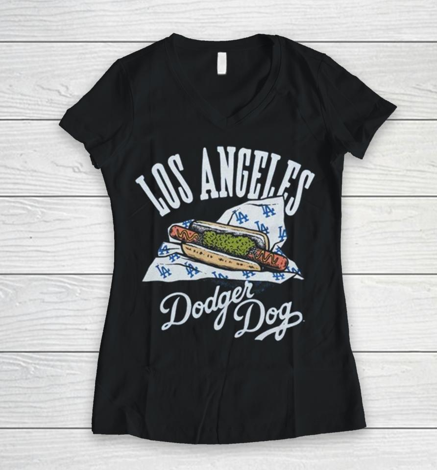 Los Angeles Dodgers Homage Royal Dodger Dogs Hyper Local Tri Blend Women V-Neck T-Shirt