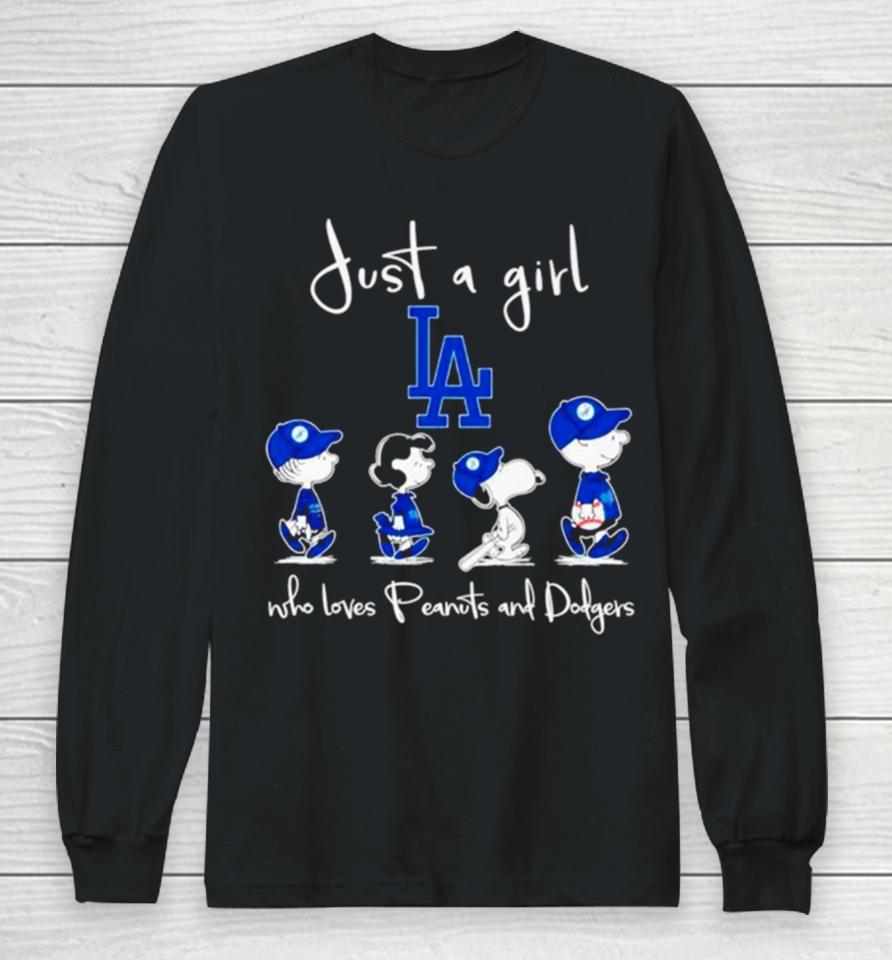 Los Angeles Dodgers Just A Girl Who Loves Peanuts And Dodgers Abbey Road Long Sleeve T-Shirt