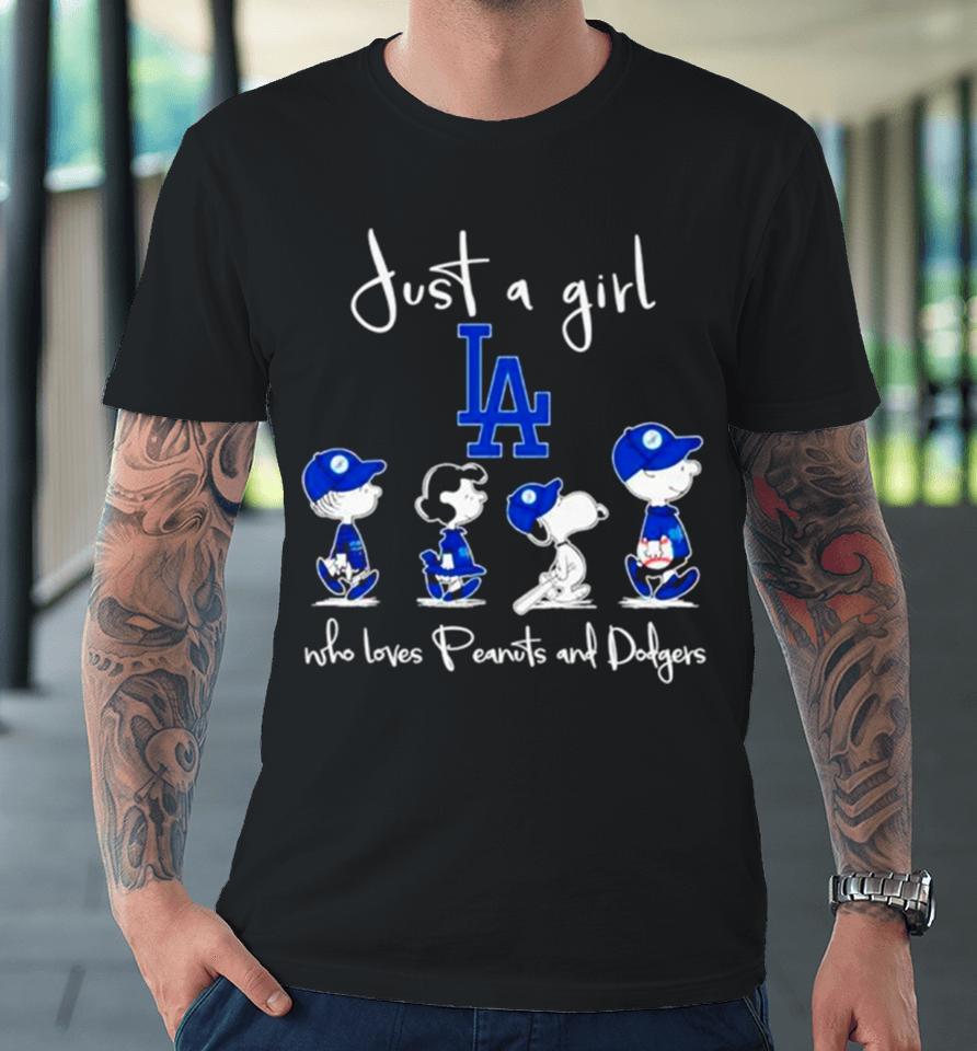 Los Angeles Dodgers Just A Girl Who Loves Peanuts And Dodgers Abbey Road Premium T-Shirt