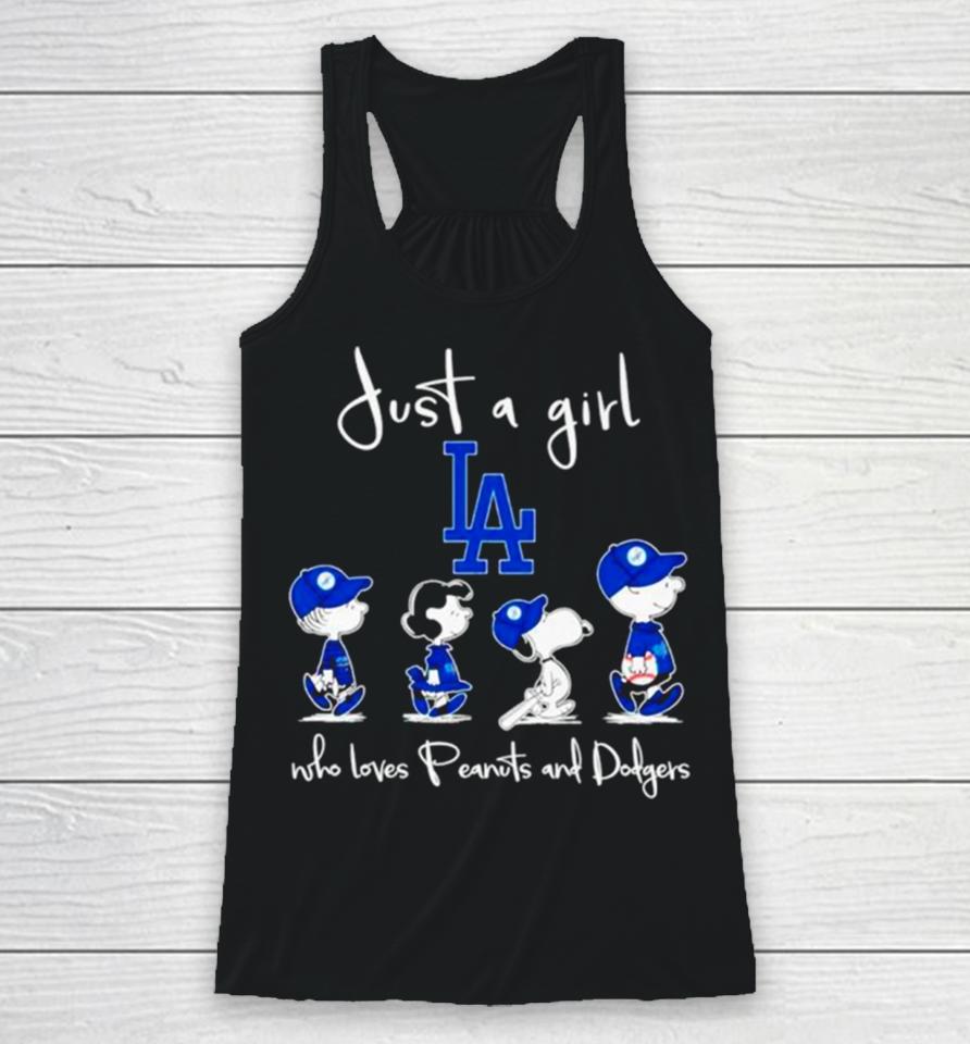 Los Angeles Dodgers Just A Girl Who Loves Peanuts And Dodgers Abbey Road Racerback Tank