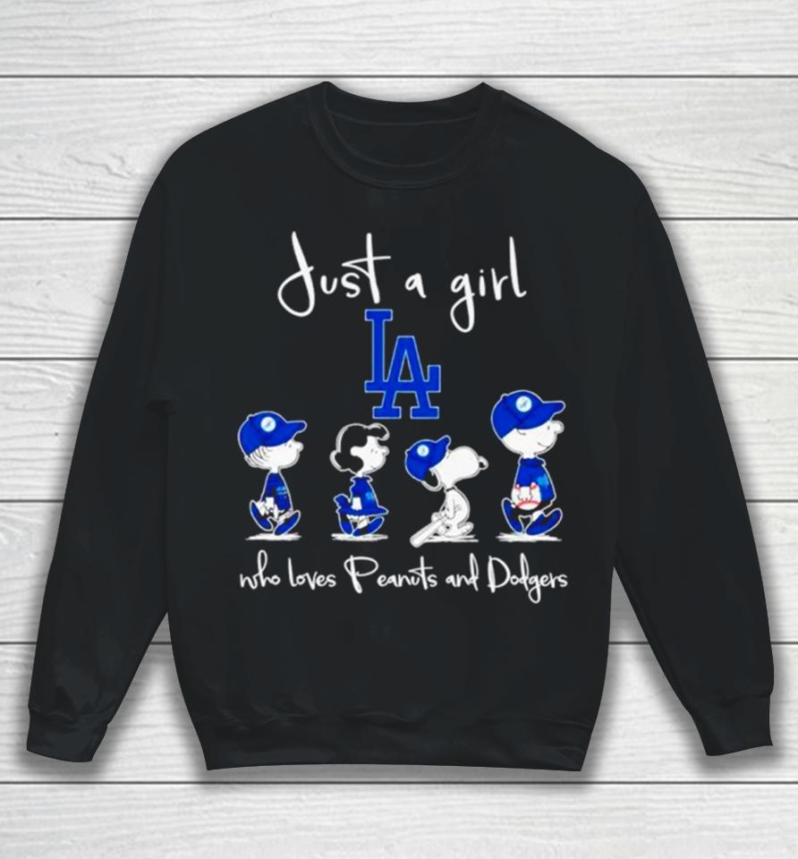 Los Angeles Dodgers Just A Girl Who Loves Peanuts And Dodgers Abbey Road Sweatshirt