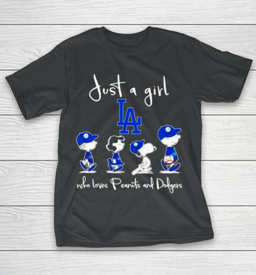 Los Angeles Dodgers Just A Girl Who Loves Peanuts And Dodgers Abbey Road T-Shirt