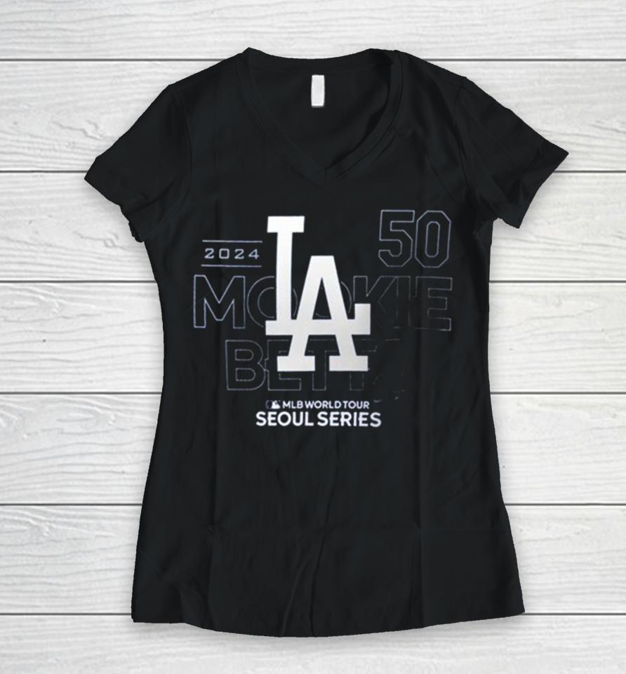 Los Angeles Dodgers Shohei Ohtani 2024 Mlb World Tour Seoul Series Player Women V-Neck T-Shirt