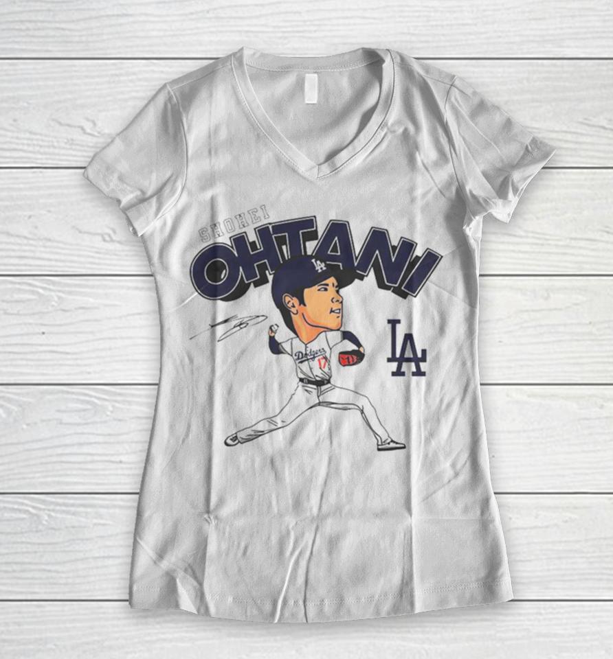 Los Angeles Dodgers Shohei Ohtani Baseball Player Women V-Neck T-Shirt