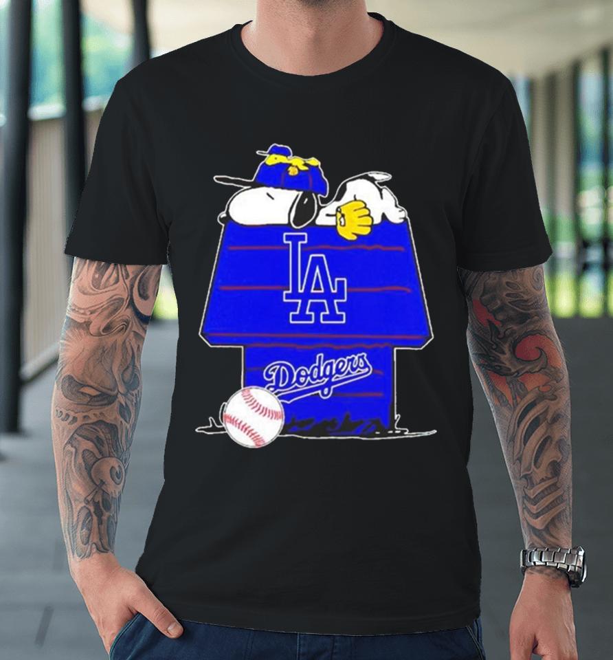 Los Angeles Dodgers Snoopy And Woodstock The Peanuts Baseball Premium T-Shirt