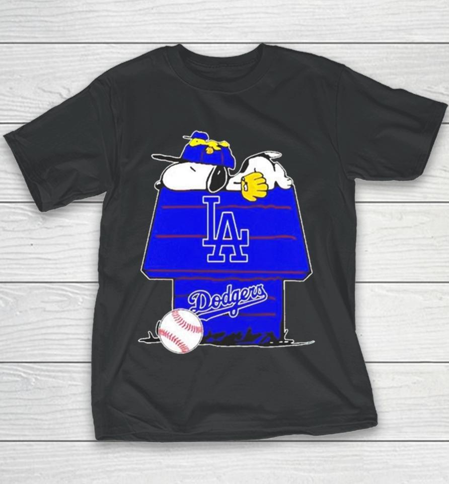 Los Angeles Dodgers Snoopy And Woodstock The Peanuts Baseball Youth T-Shirt